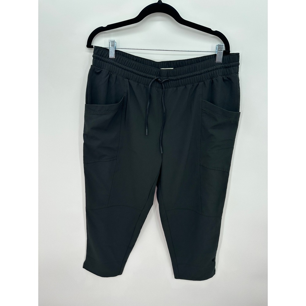 LL Bean Venture Stretch Woven Ankle Pants Womens LP Black Hiking Outdoors